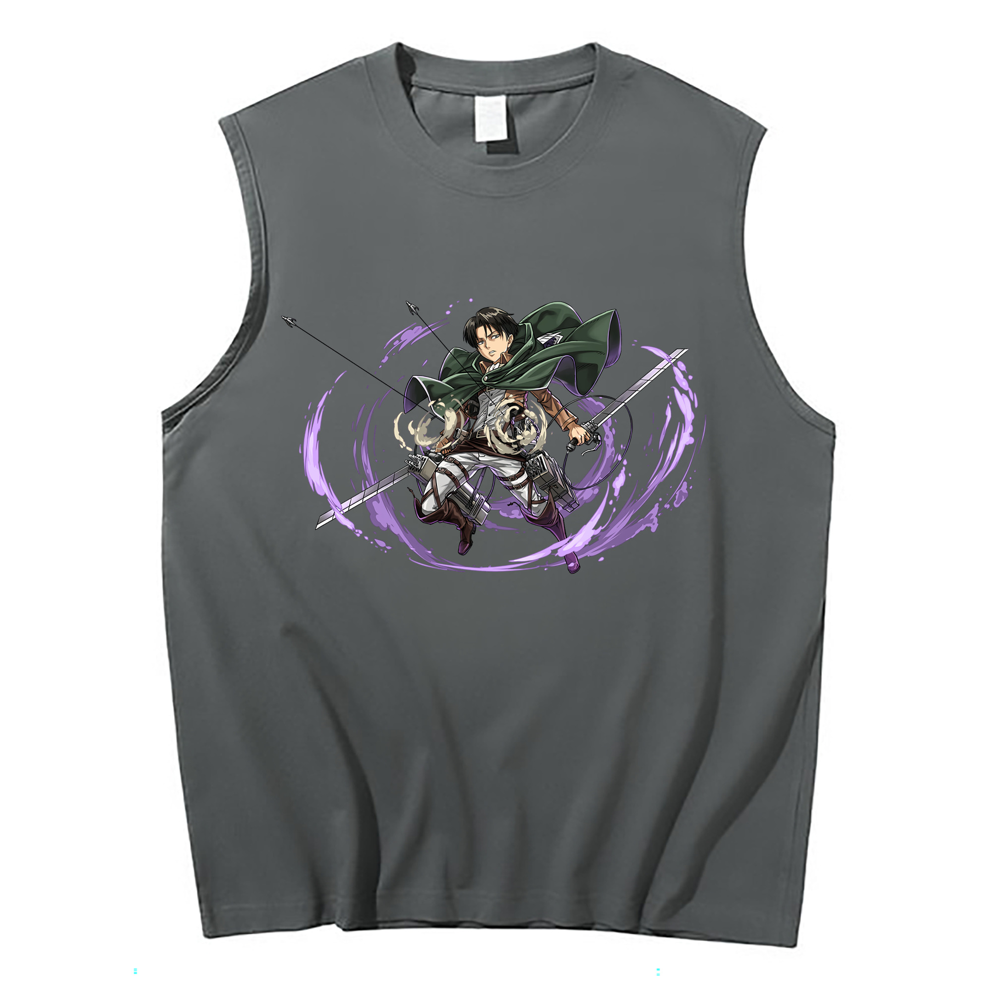 （画像用） 進撃の巨人 リヴァイ·アッカーマン Attack on Titan Levi Ackerman コットン100％タンクトップ（フロントプリント）